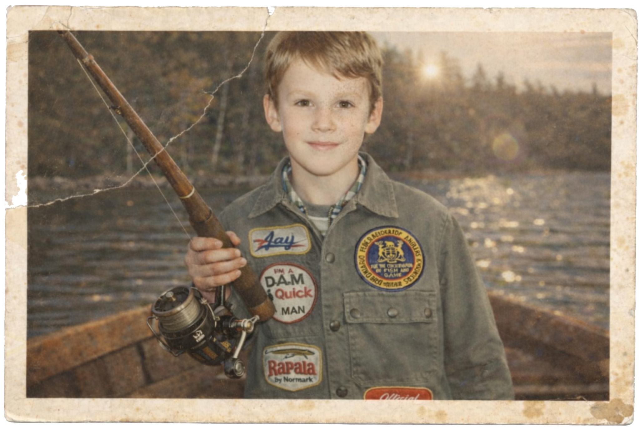 Jay Lamothe as a child with fishing rod